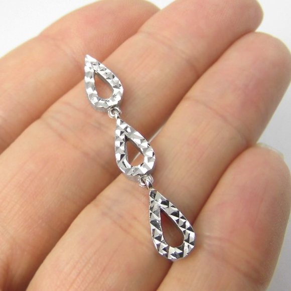 14KW Gold Diamond cut Drop Pendant 1.5" - Picture 3 of 9